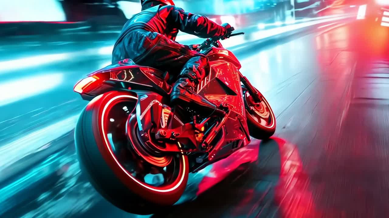 밤 에 도시 거리 에서 오토바이 를 타고 있는 사람