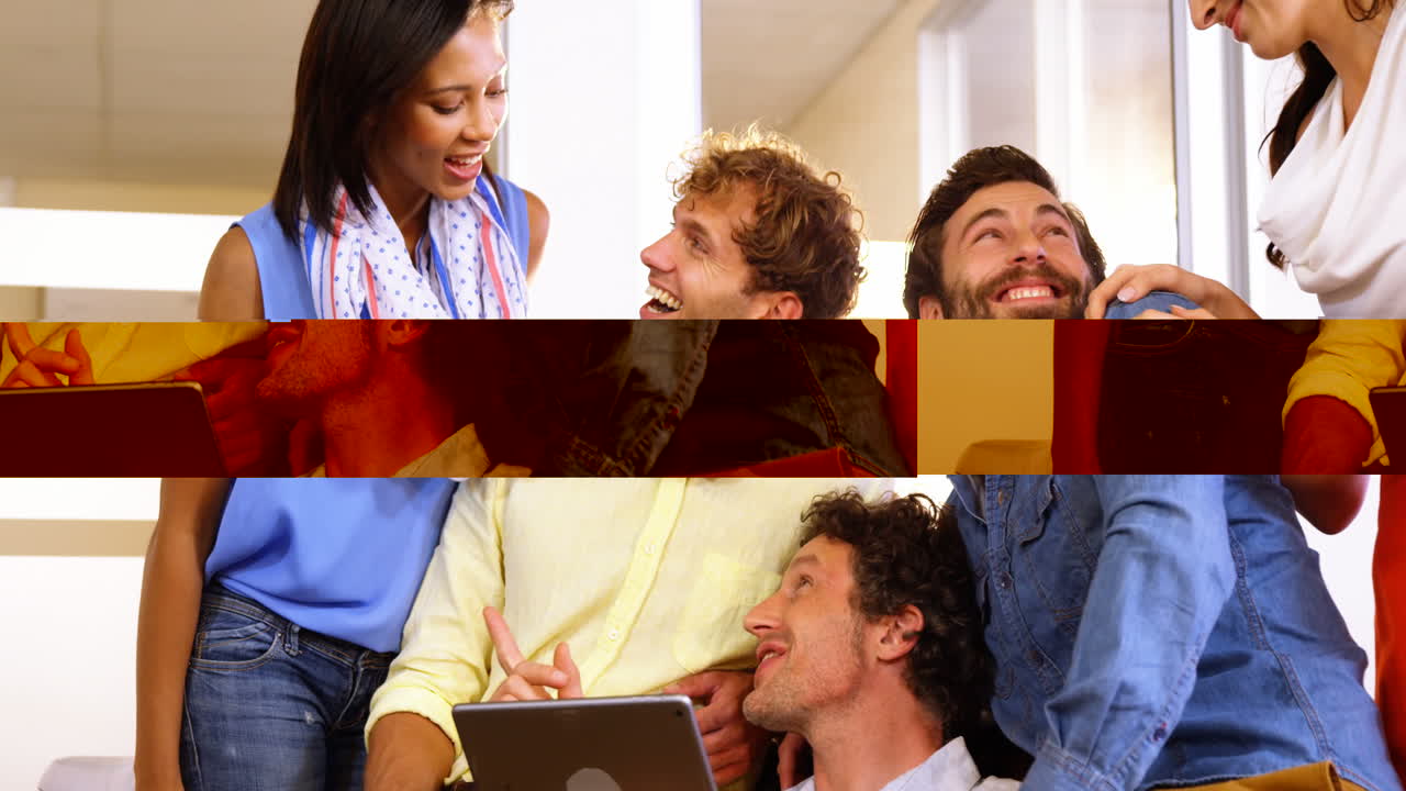 사무실에서 함께 즐기는 사업가들