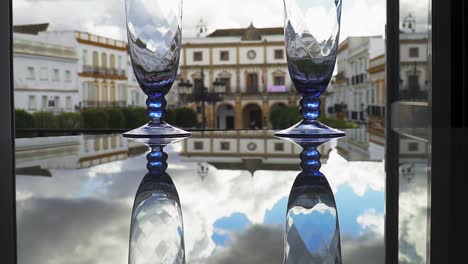 crystal glasses reflection in medina-sidonia, cádiz