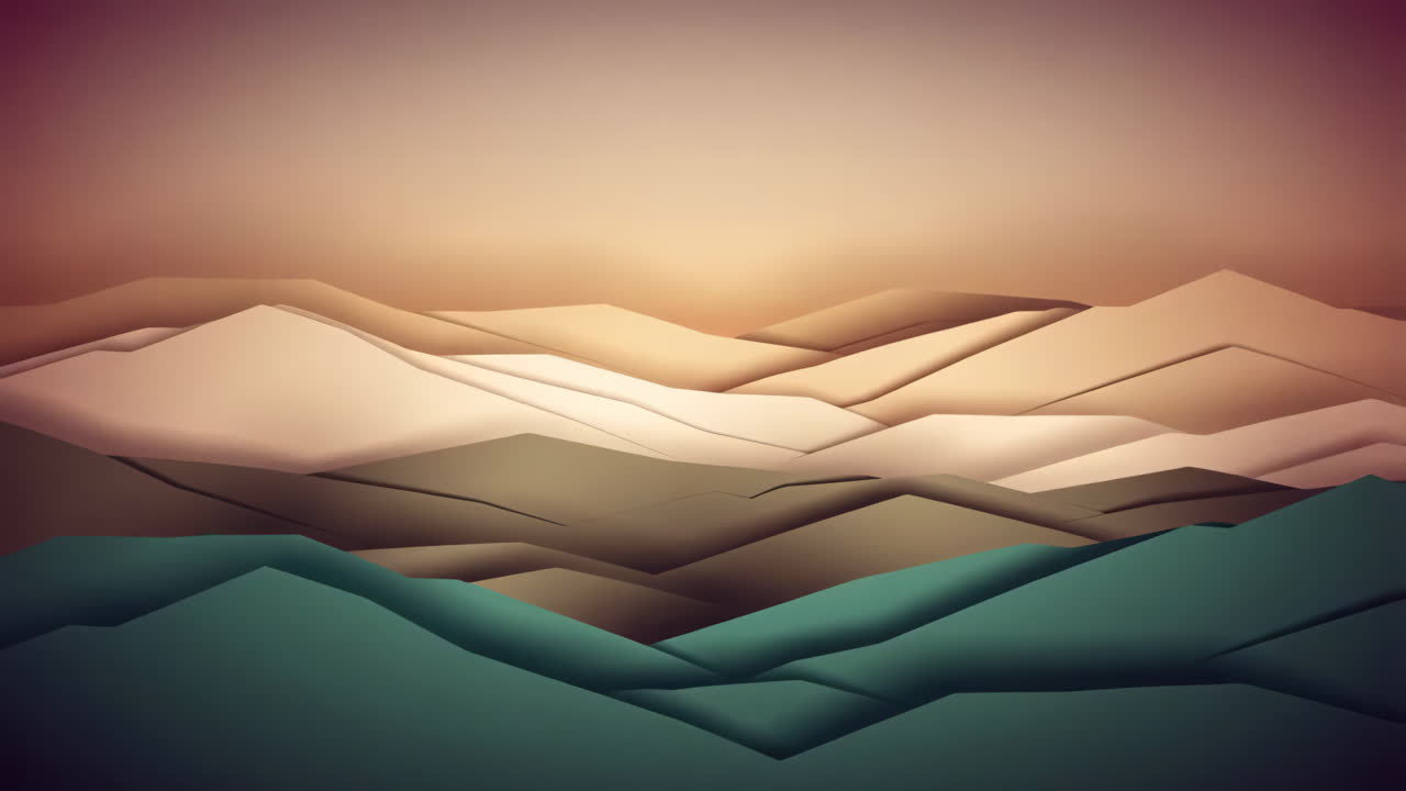 Abstract Layered Mountain Landscape at Sunset