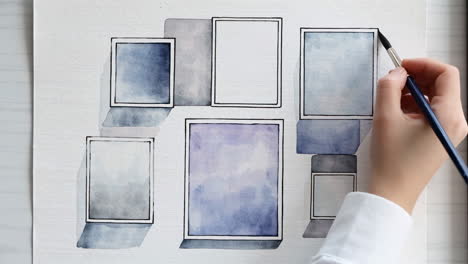 watercolor painting with frames