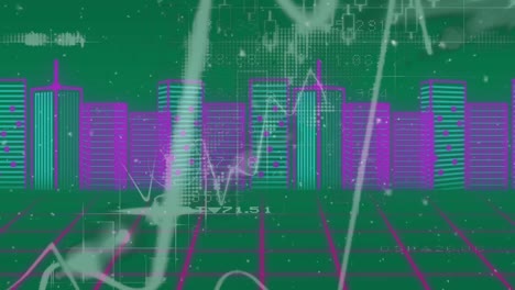 Animation-of-financial-graphs-over-digital-metaverse-city