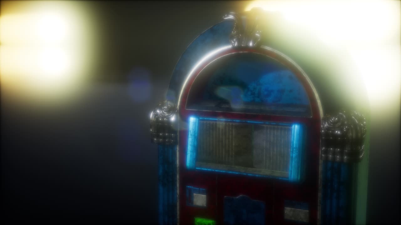 el jukebox retro en la oscuridad
