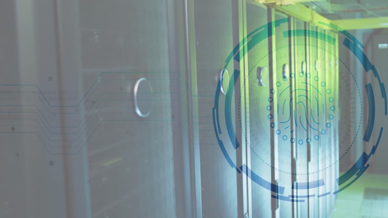 animación del procesamiento de datos en la sala de servidores