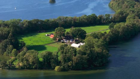 location in the middle of an island on a warm sunny day with fresh green nature