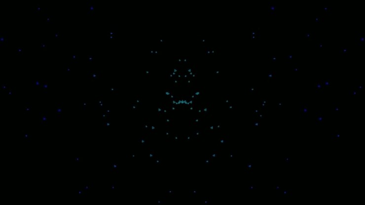 Abstract Symmetrical Pattern of Glowing Particles on Black Background