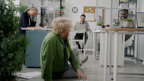 office workers interacting