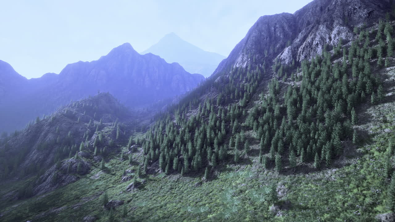 Majestic mountain landscape showcasing lush greenery and serene peaks