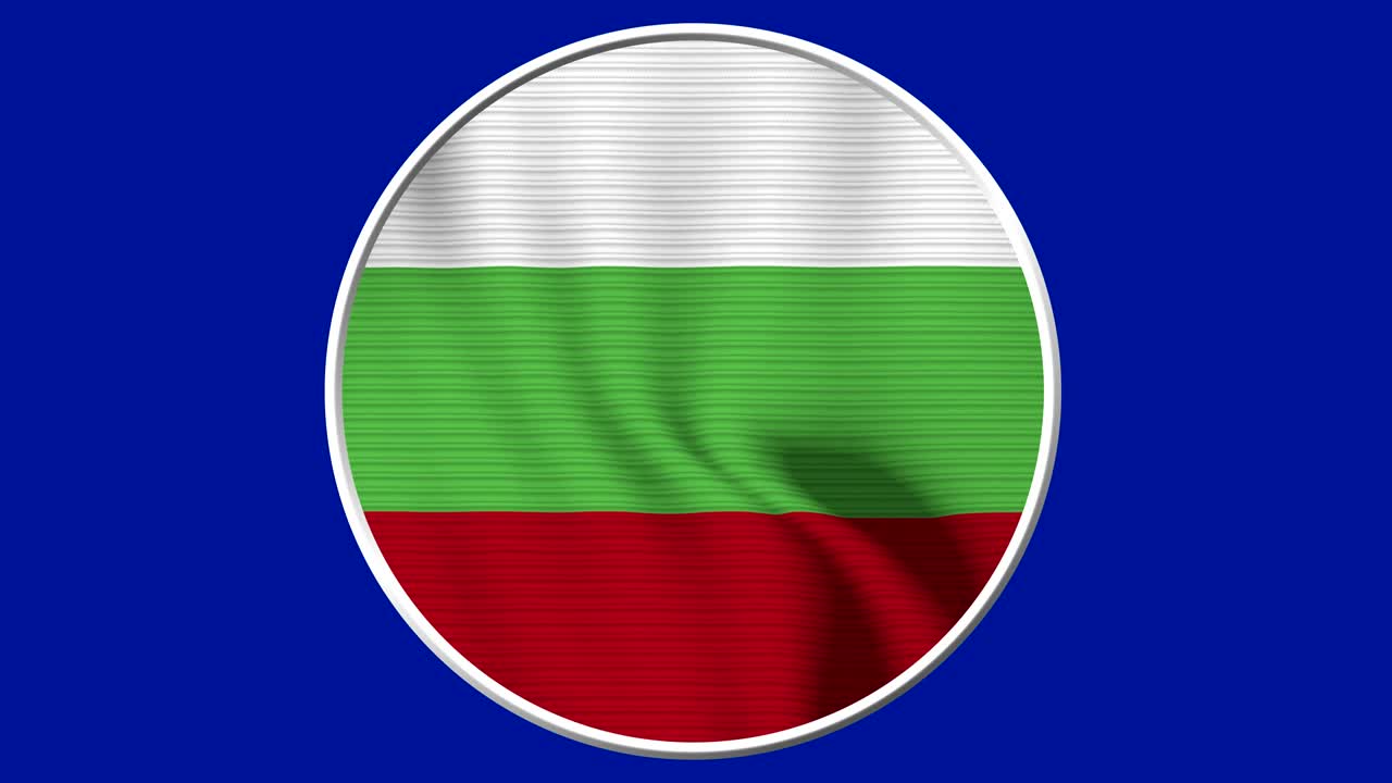Bulgarien Kreisförmige Flaggen-Animation - Realistische 4K-Flagge, die im Wind weht