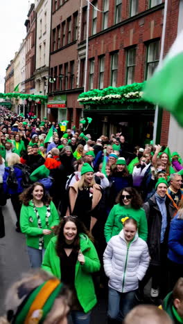 vibrant saint patrick's day parade on a city street