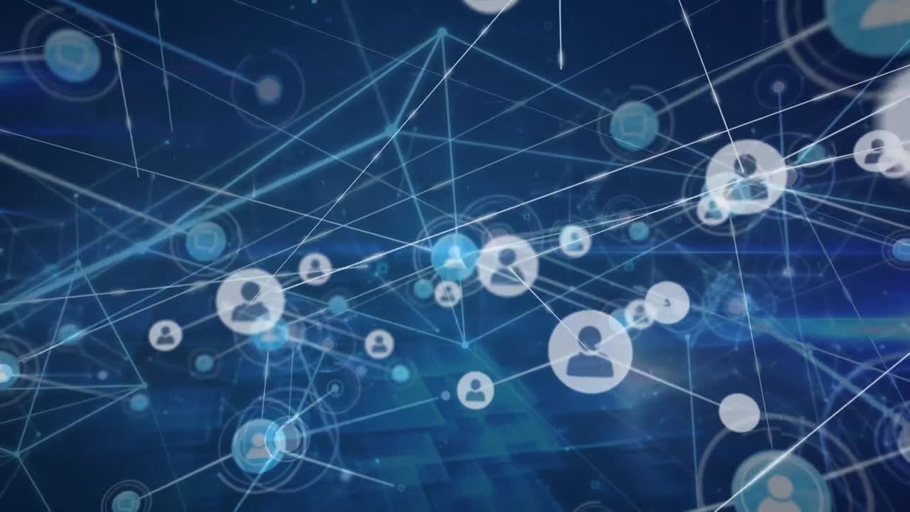 animación de la red de iconos de personas que transfieren datos