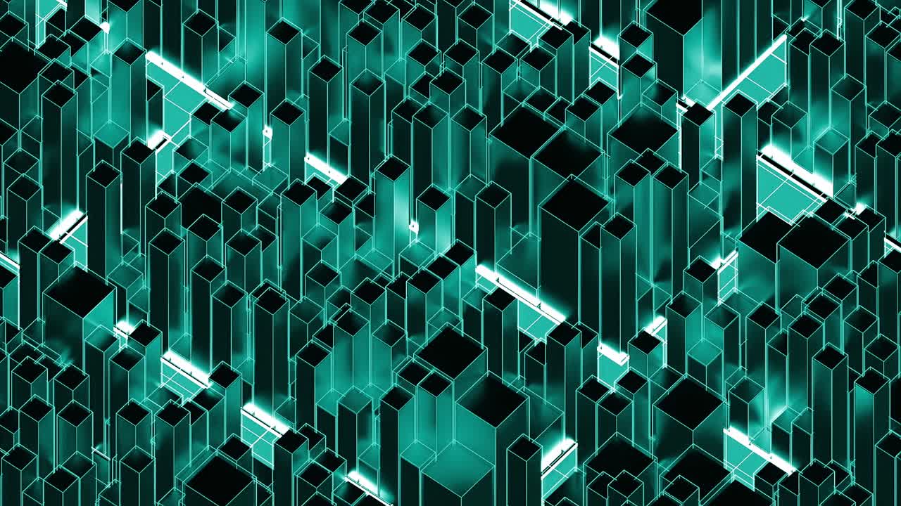 abstracto paisaje urbano 3d con líneas de neón brillantes