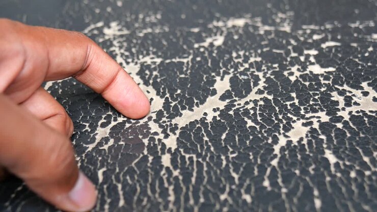 Hand Pointing to Cracked Leather