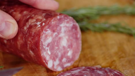 stick salami cut into thin slices.