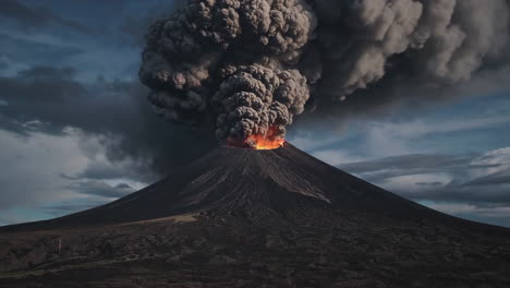 el volcán en erupción