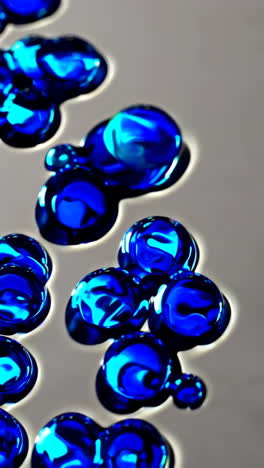 close-up of blue glass bubbles