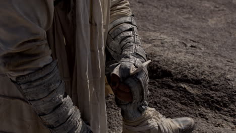 desert explorer in protective gear