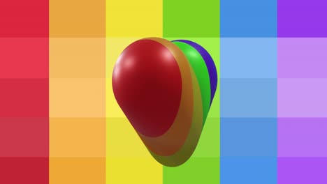 animación del corazón del arco iris girando y las rayas del arco iris