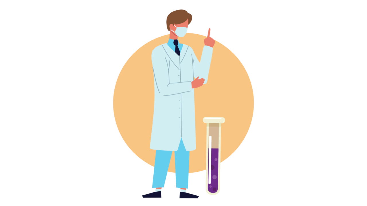 male scientist with tube test character