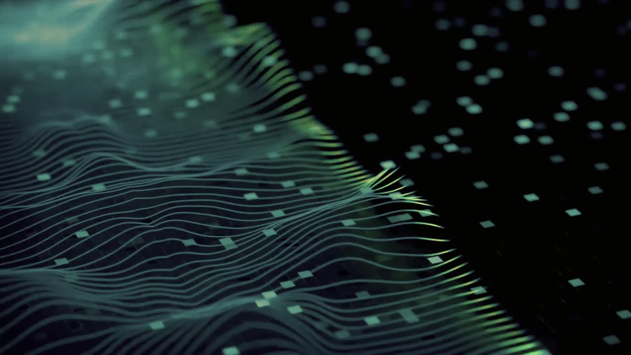 Abstract Flowing Digital Lines and Data Grid Background