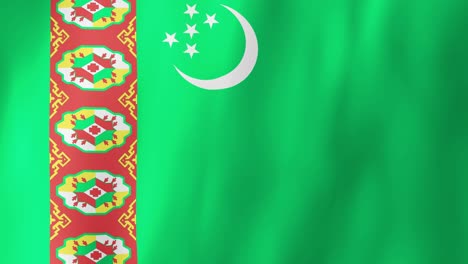 realistic turkmenistan flag waving in the wind. 4k animation.