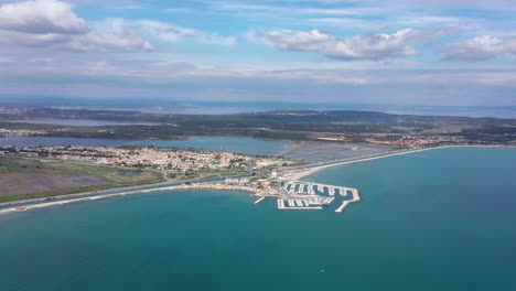 large aerial view over the marina fos-sur-mer france mediterranean sea sunny day