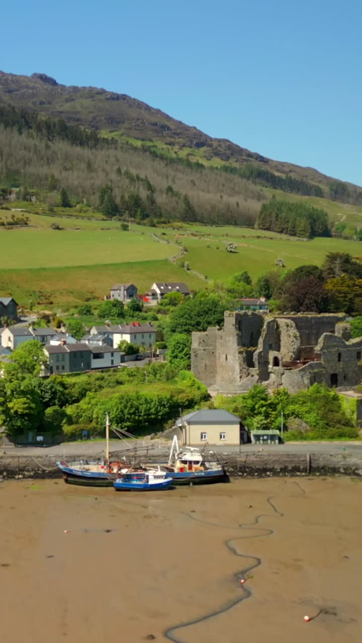 Ultra-wide social ratio aerial video of Carlingford Castle in County Louth, Ireland. Filmed in 1080x1920, 60FPS and with Rec709 color