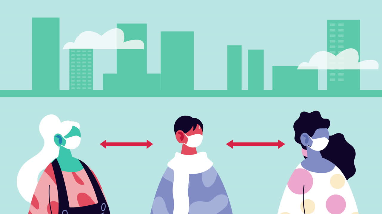 코로나19에 대한 의료 마스크를 착용하는 사람들이 도시에 있습니다.