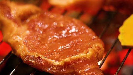 grilled pork chops on the grill