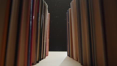bookshelf with rows of books