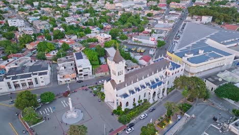 aerial orbit historic church san pedro apostol in the dominican republic