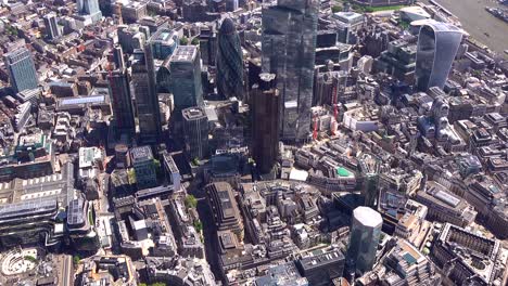 aerial view of the city of london towers including the nat west tower, and the bank of england