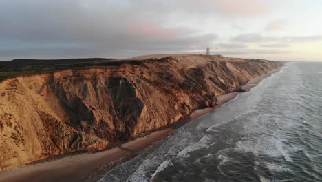 rubjerg lighthouse, denmark. 4k drone footage