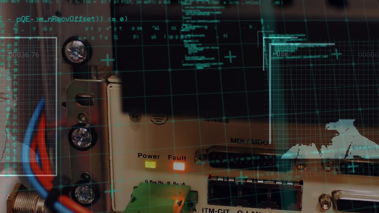 Animation of data processing over business people in office