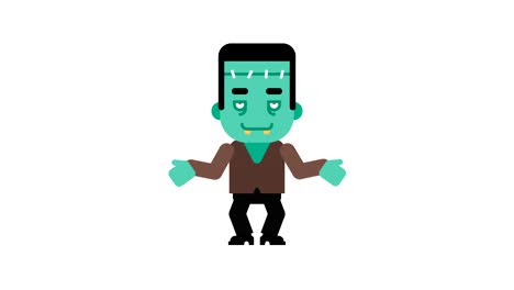 el monstruo se alegra, levanta las manos, personaje de halloween, canal alfa.