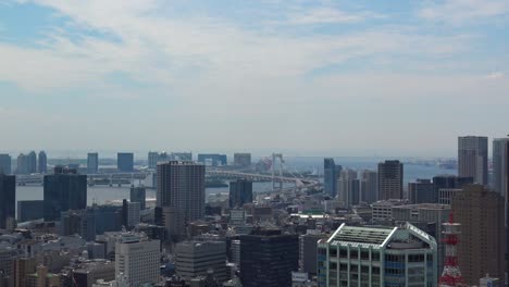 The-aerial-view-of-the-sea-and-bridge-in-Tokyo