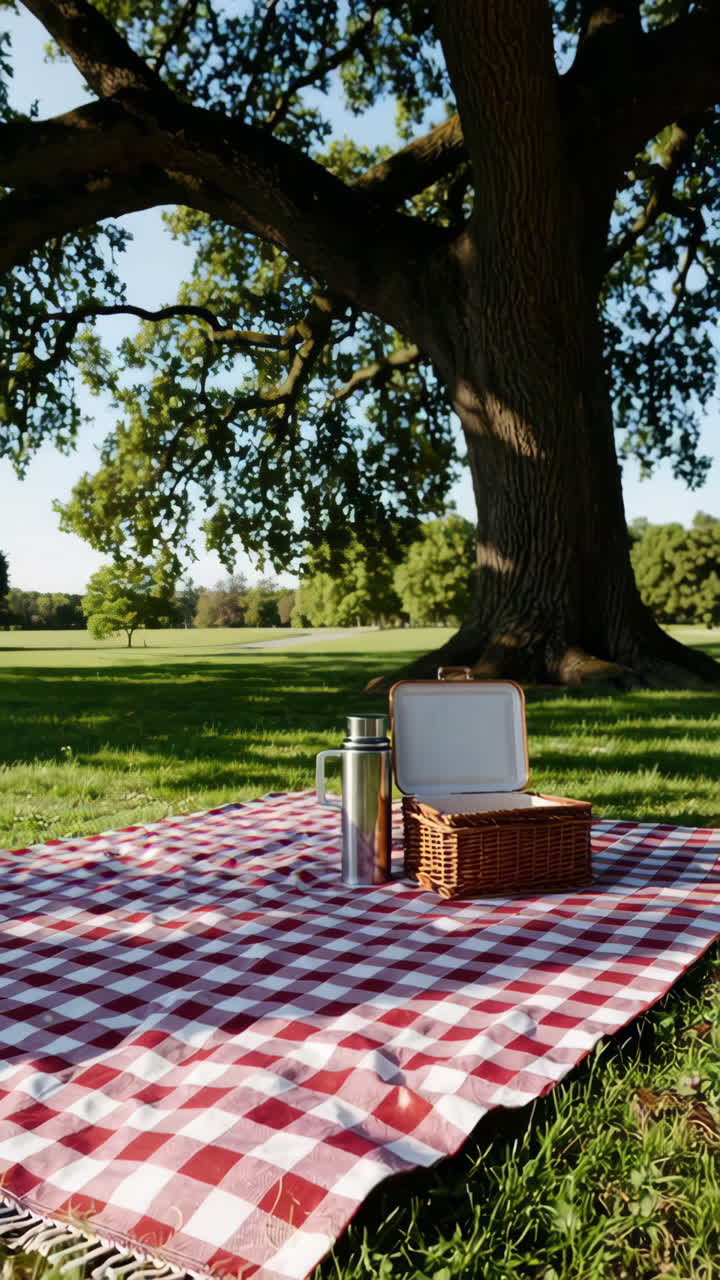 Picnic al parco sotto un grande albero
