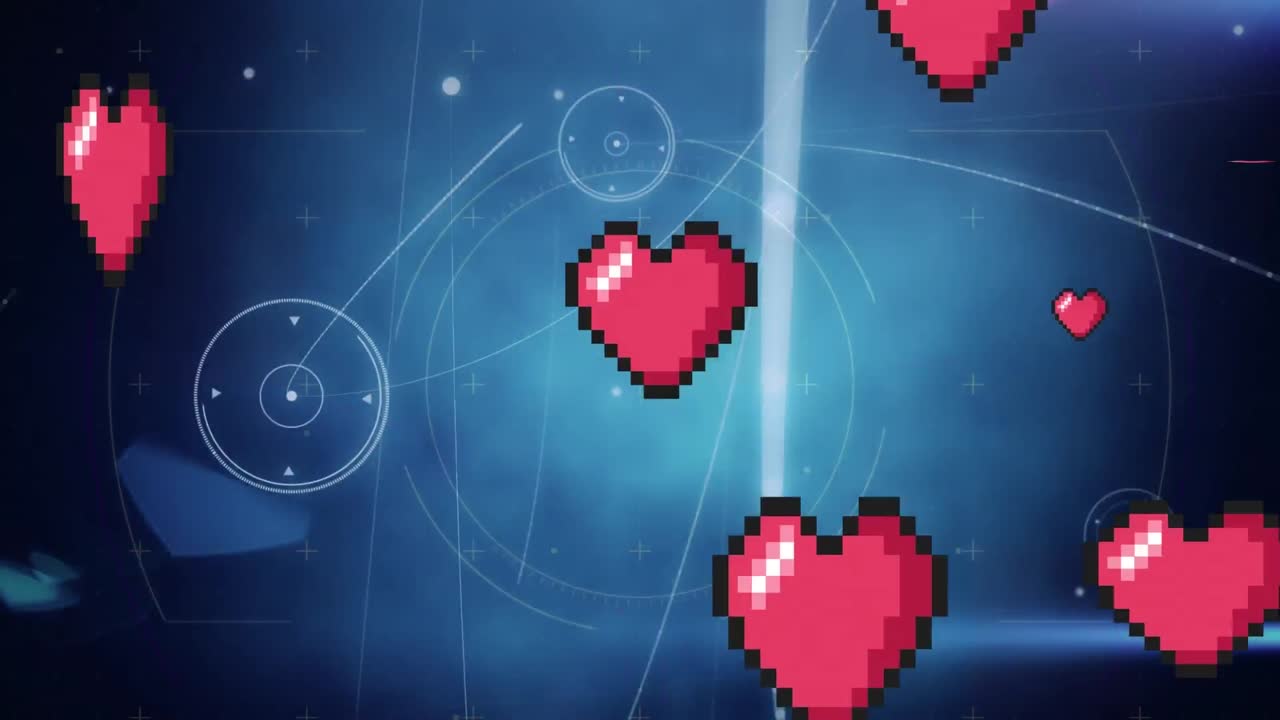 파란색 배경 위의 데이터 처리 애니메이션