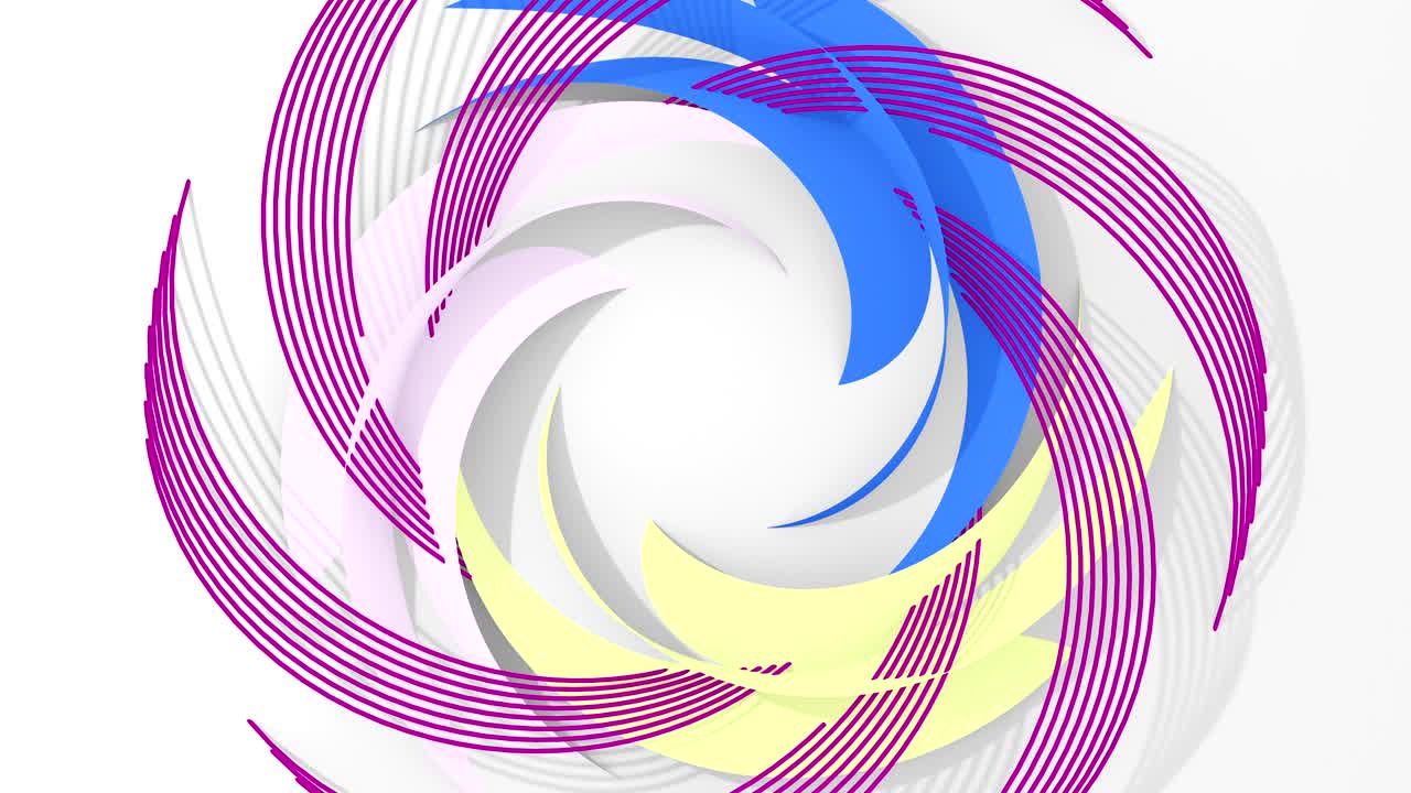 4K. Abstract Digital Flower. Version With Yellow, Pink And Blue Colors.