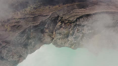 kawah ijen volcano east java aerial over acid lake