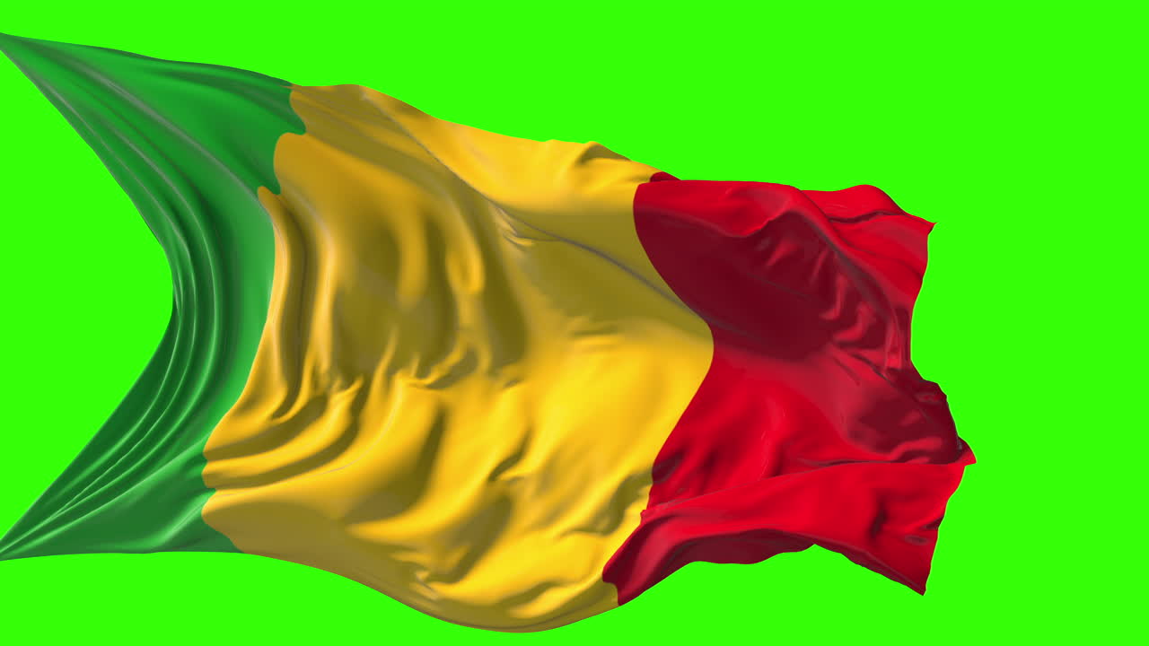 Flag of Mali Waving on Green Screen
