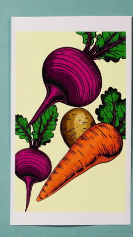 illustrations of root vegetables with harvest themes