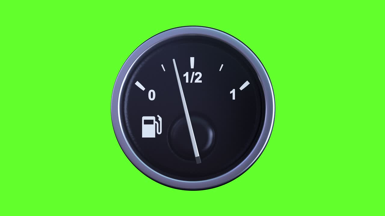 연료 크 센서는 녹색 배경에서 0에 있습니다.