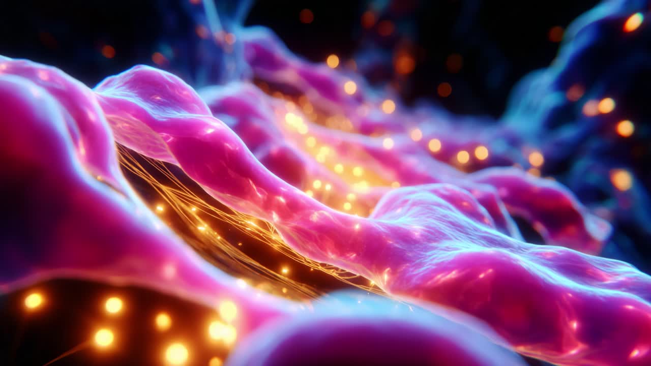 A Stunning Visual Exploration of Organic Structures Illuminated by Radiant Light, Showcasing the Intricacies of Cellular Networks in a Mesmerizing Blend of Colors and Textures