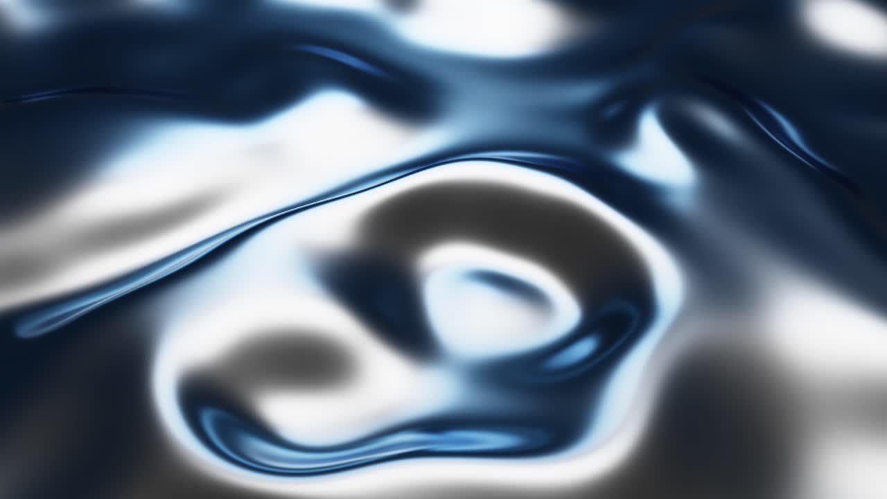 Dynamic Blue and Silver Liquid Metal Abstract Background