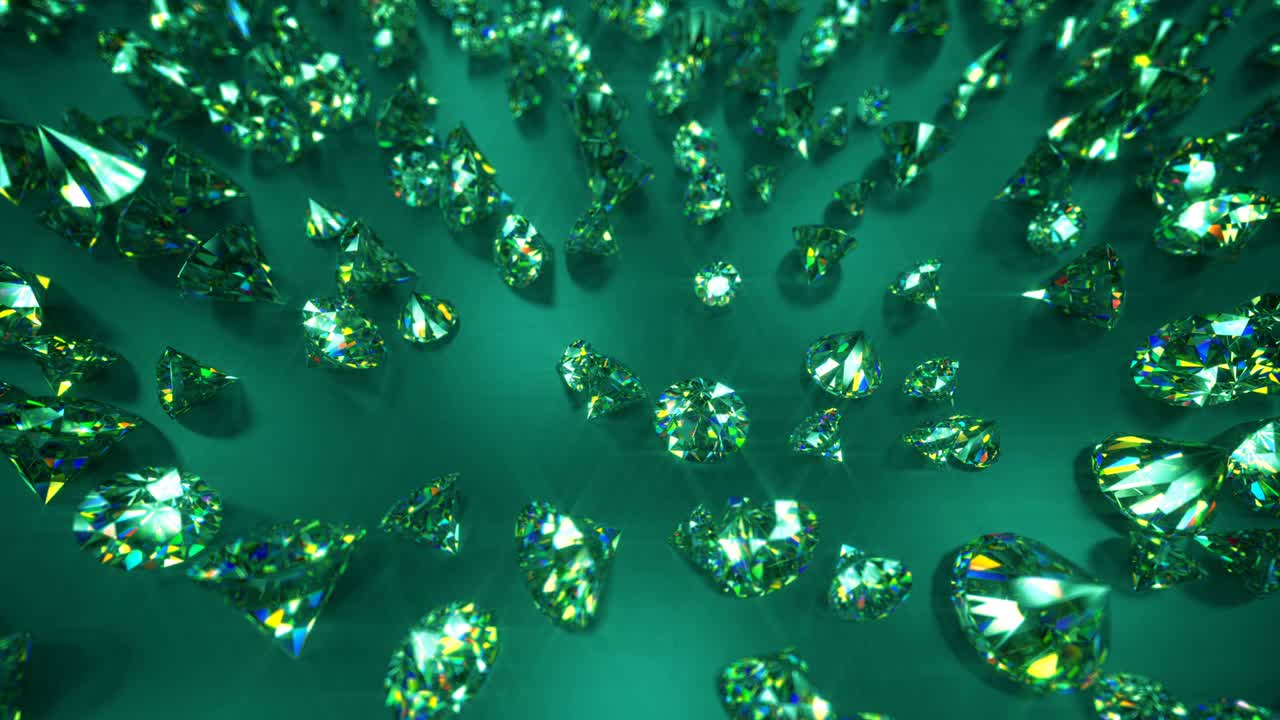 스프래터 스메랄드 그린 브릴리언트 3d 렌더링 원활한 루프 애니메이션