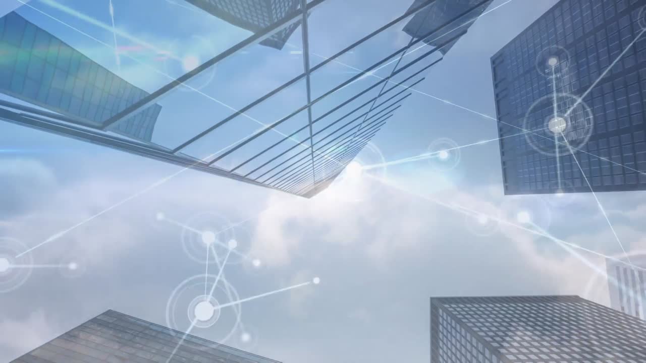 도시 풍경에 대한 연결 네트워크의 애니메이션