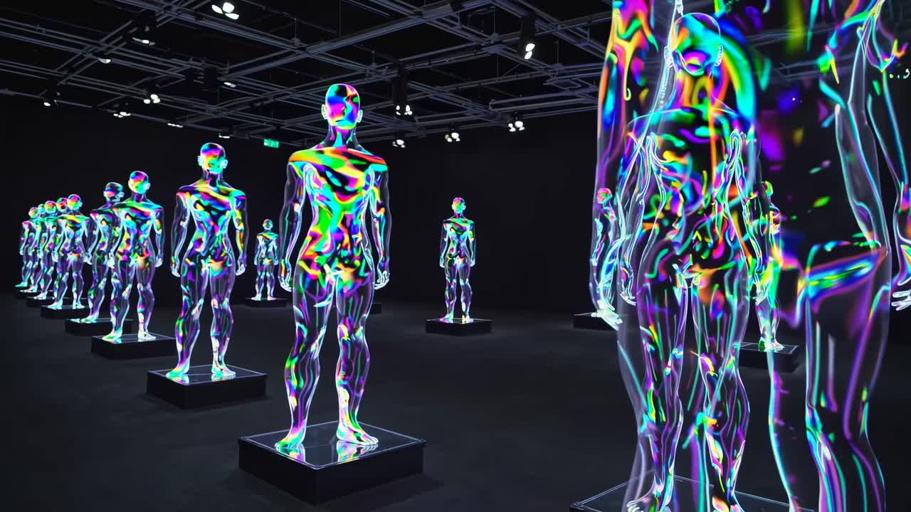 Colorful Transparent Human Figures Art Exhibit