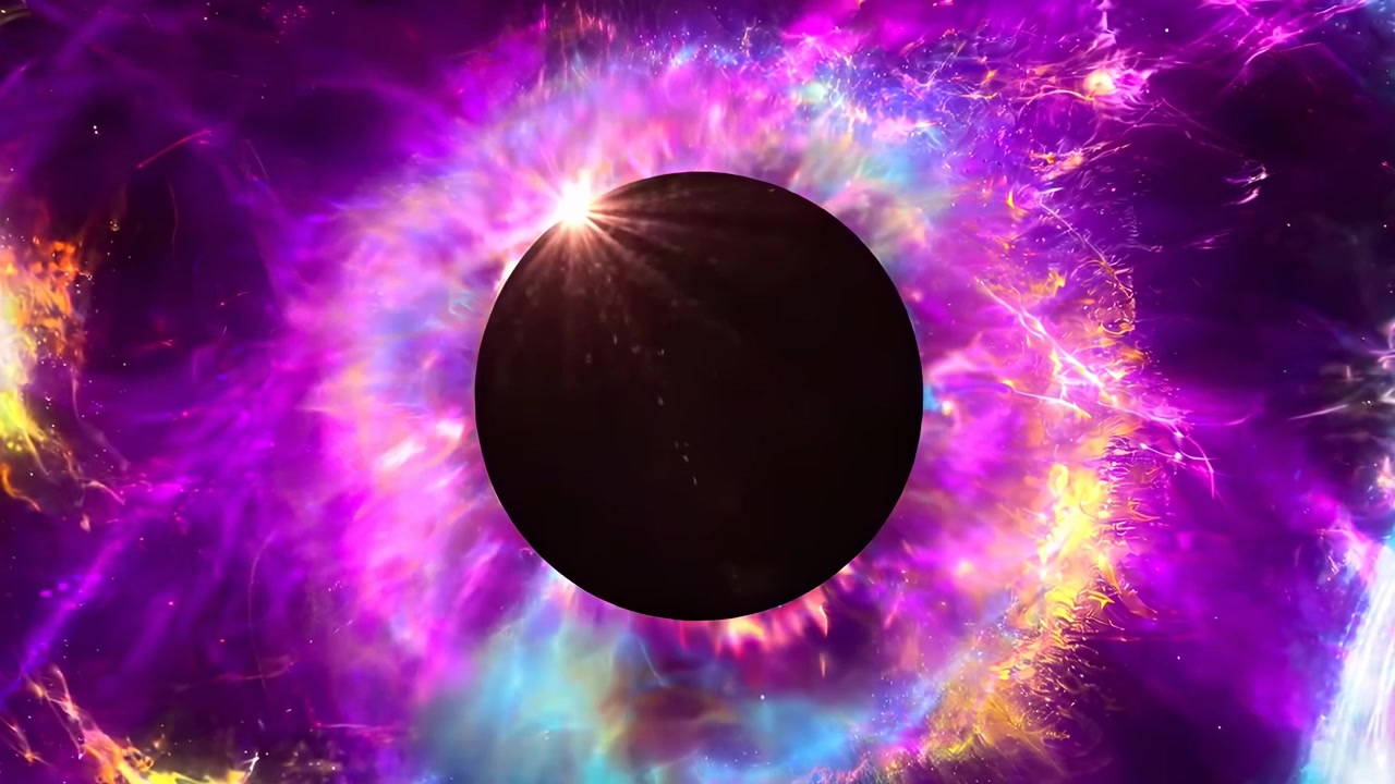 Animazione astratta di un'eclissi solare nello spazio profondo