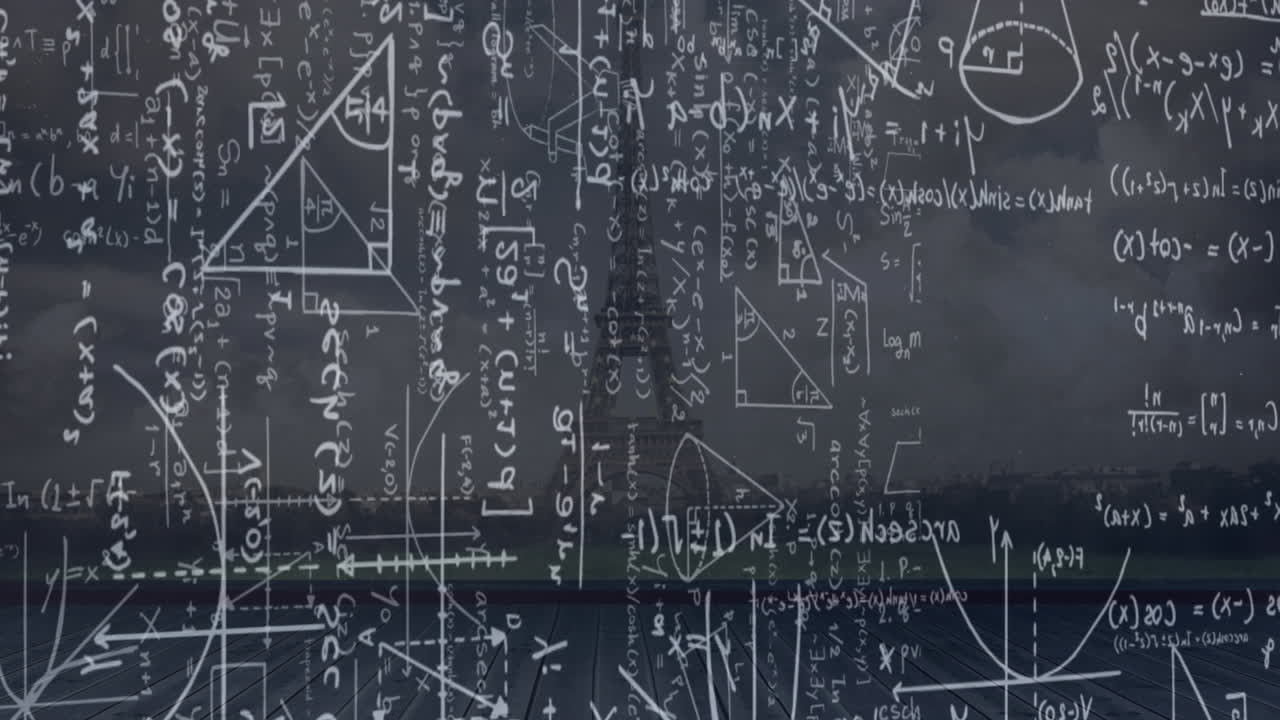 animación de fórmulas matemáticas sobre un fondo negro